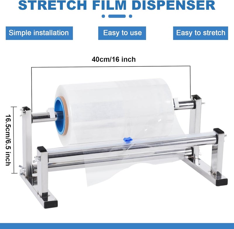 Consfly Stretch Film Wrap Dispenser with Cutter, 13.78 inch Table Stretch Film Wrapping Machine, Manual Stainless Steel Industrial Commercial Packing Machine - Image 4